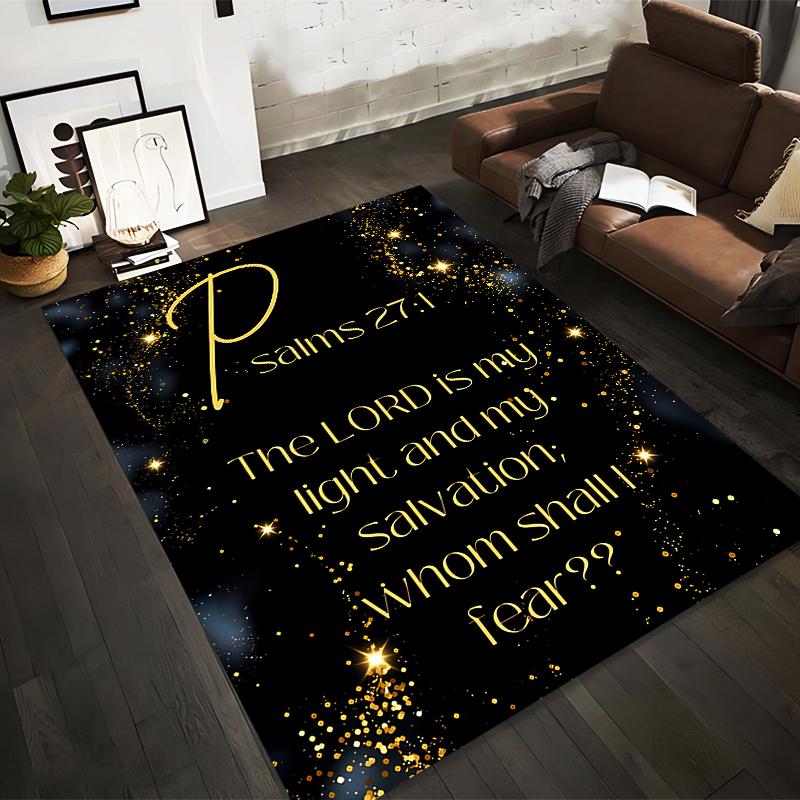 Psalm 27:1 Inspirational Quote Rug Non-slip Rug Suitable for Living Room and Bedroom Sofas.