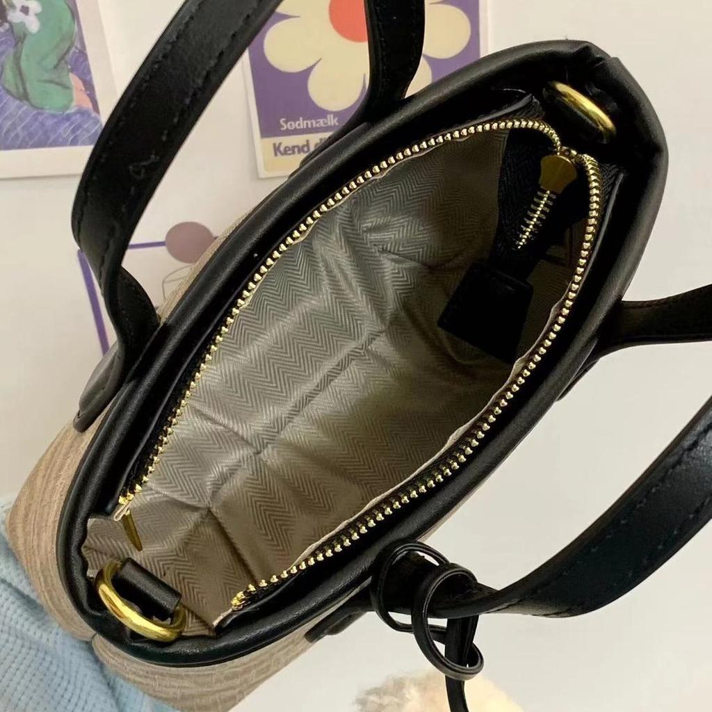 Portable bucket bag, women's retro spring popular vegetable basket bag, premium texture shoulder messenger bag