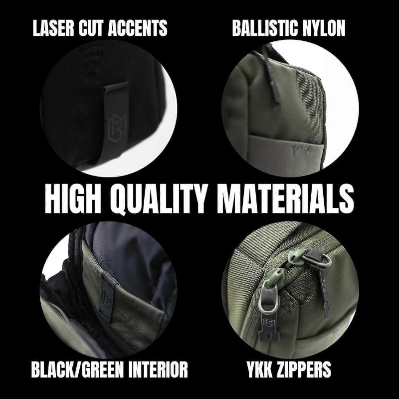 Green Crossbody Chest Bag for Men and Women, Black Magnetic Gym Bag for Travel, Work, Sports, Waterproof Material