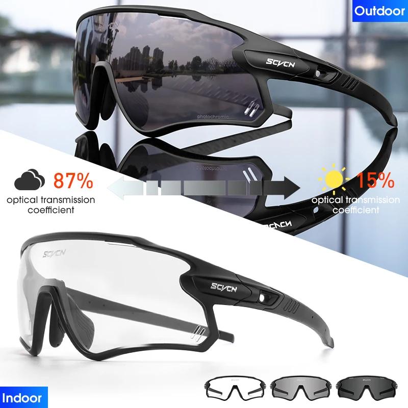 

Scvcn Red Photochromic Sunglasses Polarized Men Cycle Glasses Sun Glasses for MTB UV400 Goggles Woman Road Bike Bicycle Eyewear Photochromic-1 lens