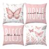 Vikama Pink Butterfly 45X45Cm Pillow Cover Soft Decorative Cushioncase For Sofa Bedroom Living Room Home Decor