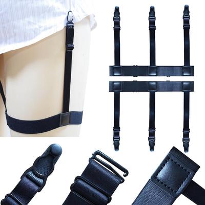 Herren Nylon Strumpfhalter: Knitterarmes schwarzes Hemd Beinschmuck