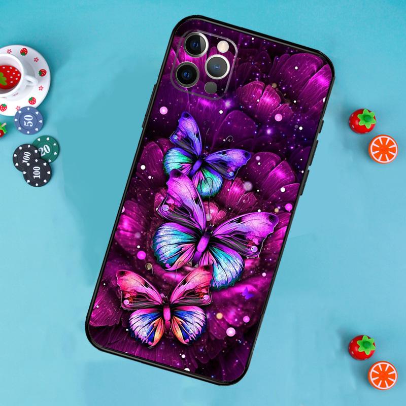 Black Beautiful Butterfly Phone Case For iPhone 17 Air 16 15 14 13 11 12 Pro Max 13 12 mini 15 16 Plus 16e Cover Funda