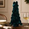 Stacked Velvet Bow Decoration Christmas Tree Decoration, Shaped Desktop Ornament Tabletop for Fireplace Dining Table Window Holiday Decor Versatile