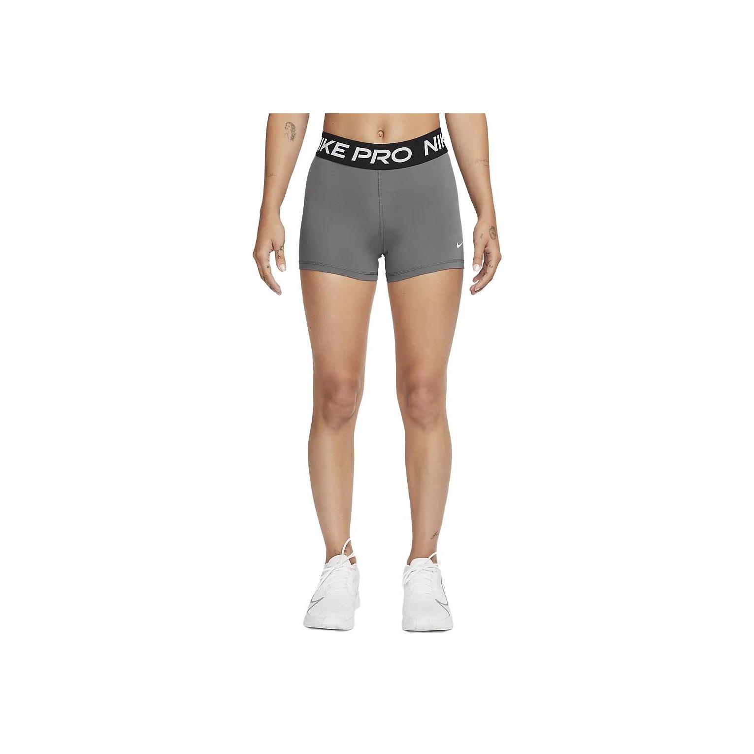 Nike Pro Logo Elastic Waist Slim Fit Sports Shorts Women shorts Slate-Gray CZ9857-068 XS