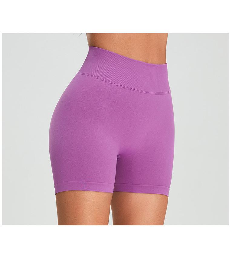 European-American Seamless High-Waist Yoga Shorts Women’s Summer Three-Quarter Peach Sports Butt-Lifting Running Fitness Pants