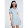 Womens Quick-Dry Polo-Neck Short Sleeve Top Tennis Skirt Set Yoga Fitness Workout
