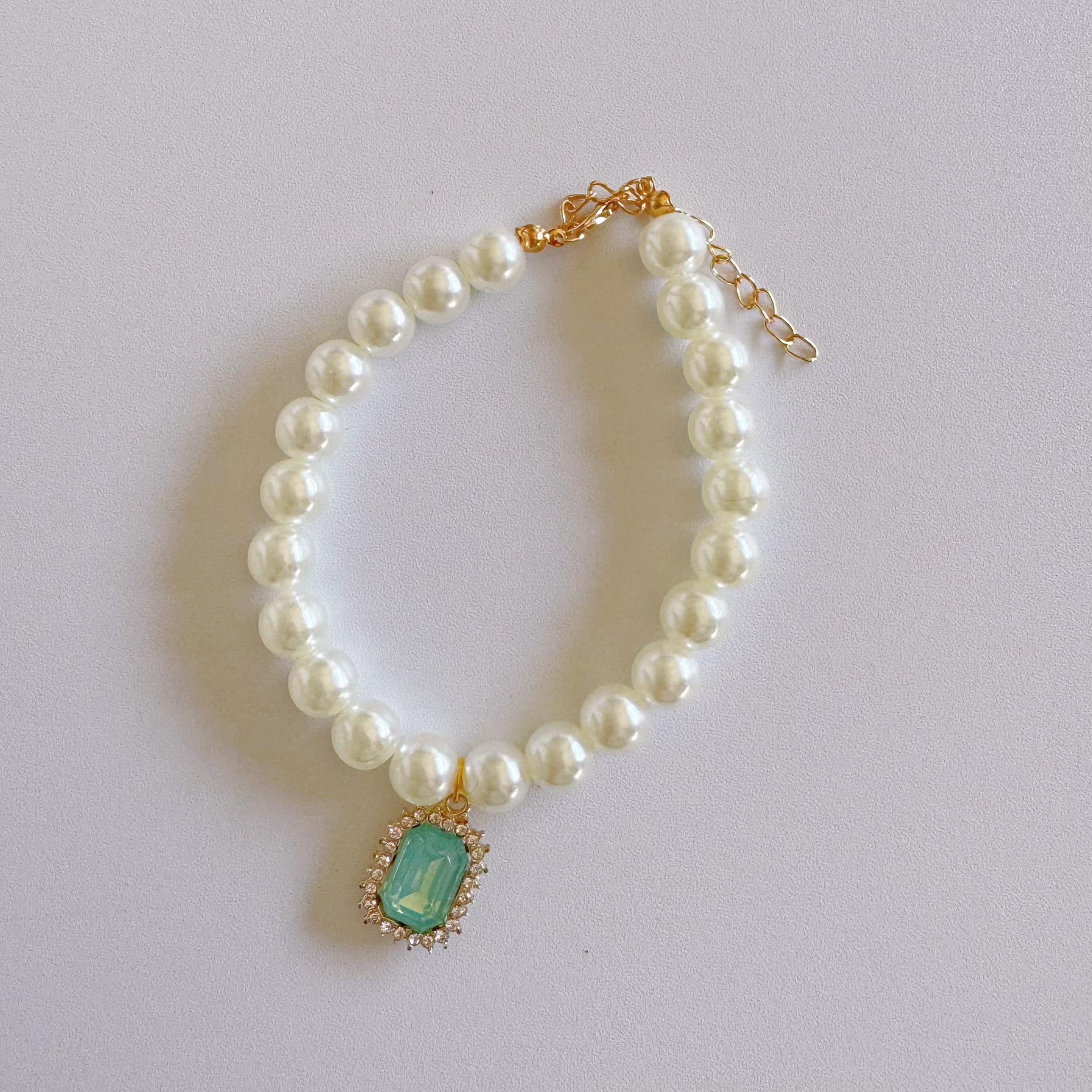 

Vintage Pearl Necklace Pet Kitten German Gemstone Pendant Accessory Cute Collar Scarf Dog S