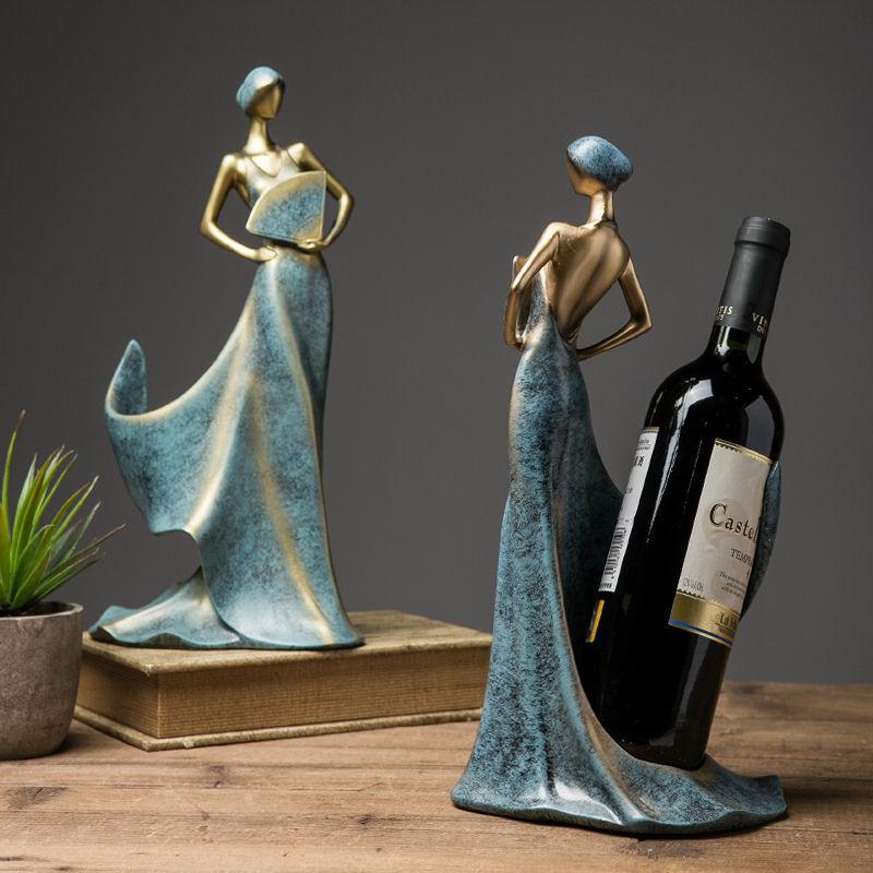Modern Wine Cabinet Decor: Creative Red Wine Rack Handicrafts for Living Room and Entryway Display