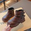 Girls Princess Boots  Autumn Kids  PU Leather Boots Children High Top Anti Slip  Zipper Outdoor Ankle Boots