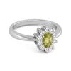 Peridot Classic Halo Ring - 925 Sterling Silver