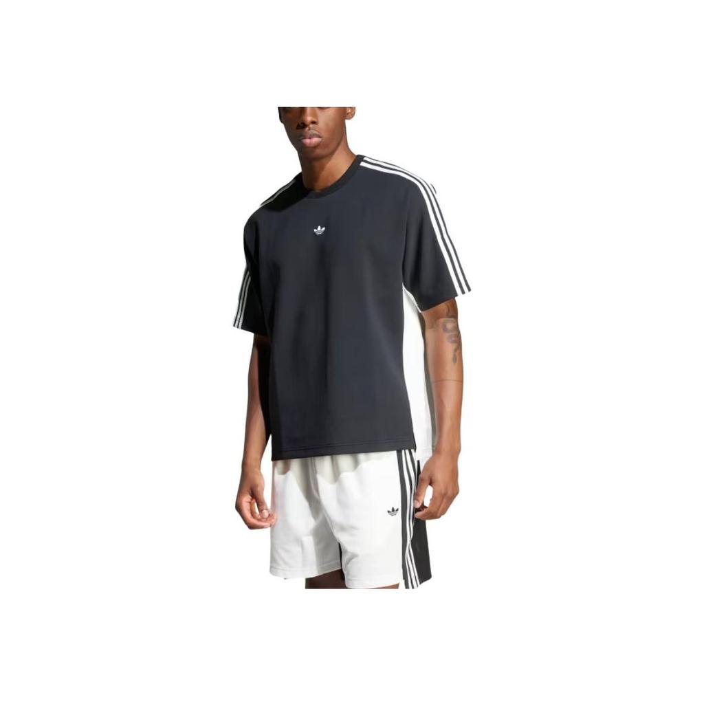 Adidas Originals SS25 Striped Casual Versatile Comfortable Short Sleeve T-Shirt Unisex Tops White Black KA3862