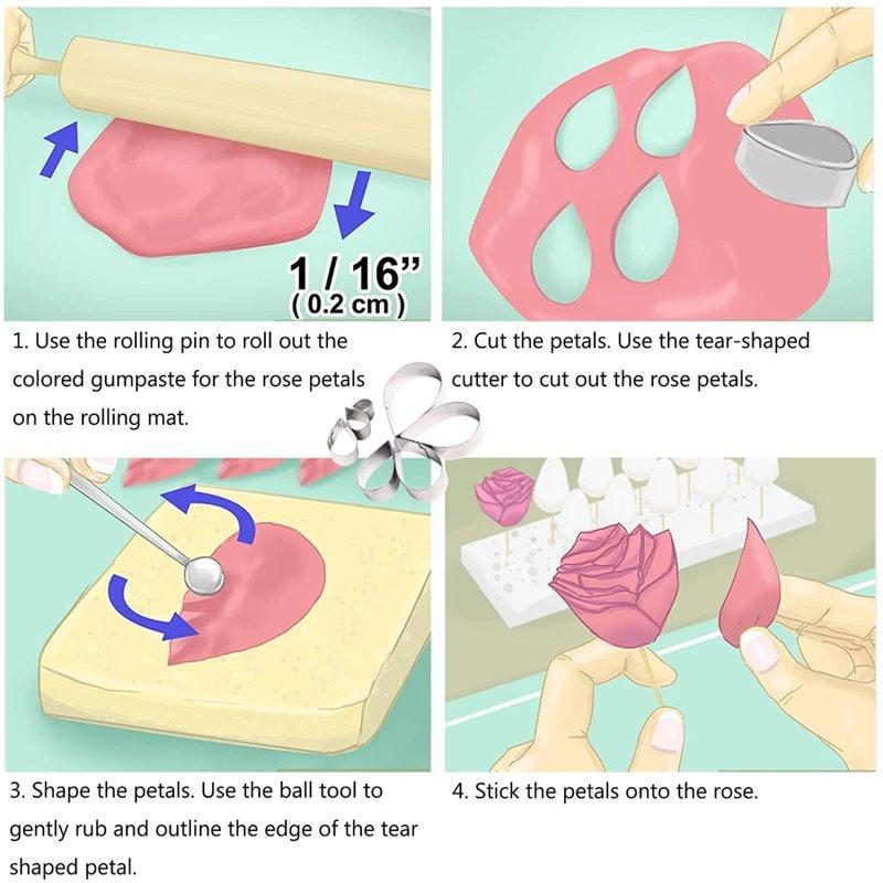 Lot de 7 moules en forme de cœur et de fleur en acier inoxydable pour gâteau