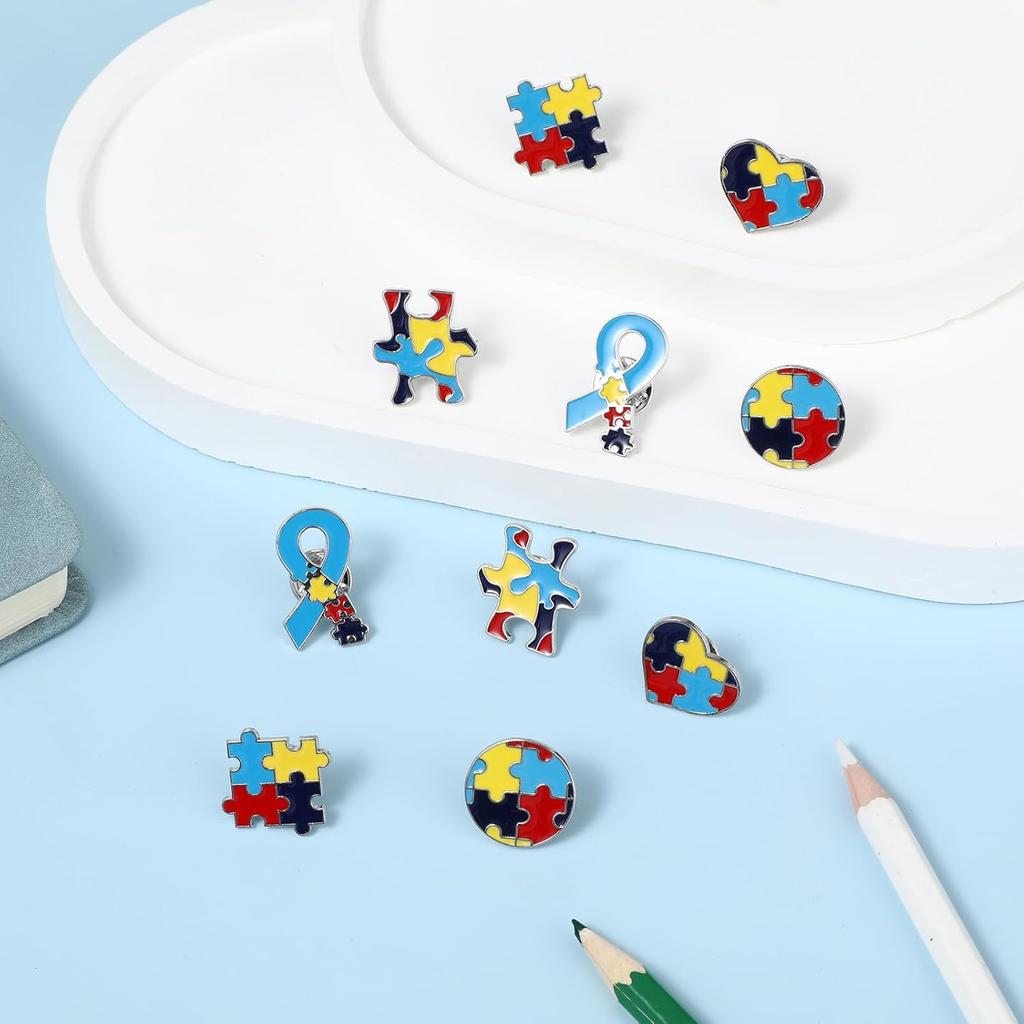 10 Pieces Autism P, Multi Color Autism Awareness Pin Autism Puzzle Piece Brooches Pirational Lapel P Autism Awareness Accessories for Clothing Shirts