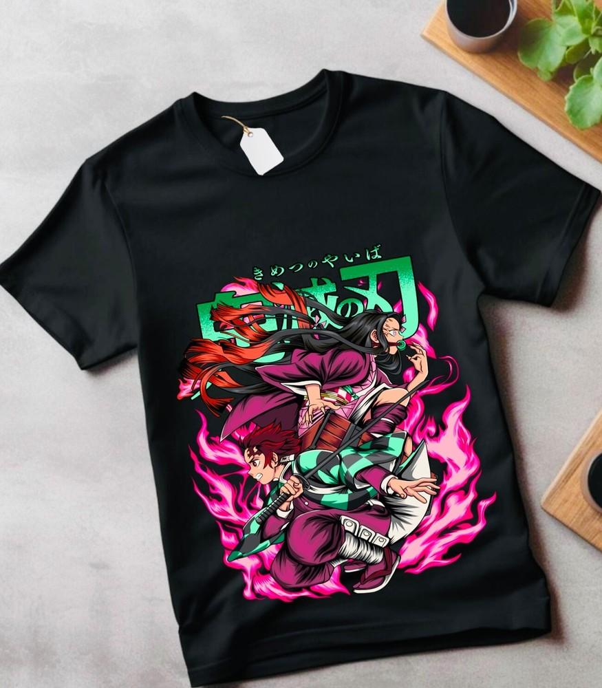 

Футболка Гию Томиока Клинок, рассекающий демонов Kimetsu No Yaiba Аниме Черная футболка Размер S_5XL 2XL