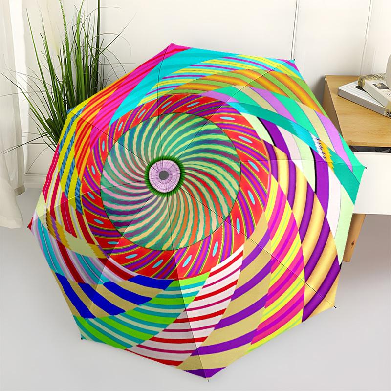 

1pc Spiral Kaleidoscope Automatic Folding Umbrella - Portable Collapsible Design, 8-Rib Iron Frame, Durable Fabric yy251125201
