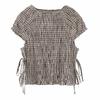 European and American style, new women's clothing, foreign style fashion bubble sleeves, pleated plaid poplin top
