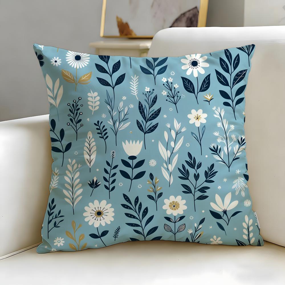 Scandinavian Floral Cushion Cover Soft  EasyWash Pillow Case  Versatile for Couch Bed Travel and Office