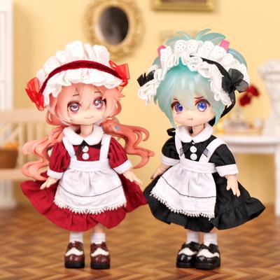 Durable Ob11 Doll Clothes Vintage Maid Outfit Dress Scarf Headwear Set for Obitsu11 GSC Molly YMY1/12 Doll Clothes Doll Accessories