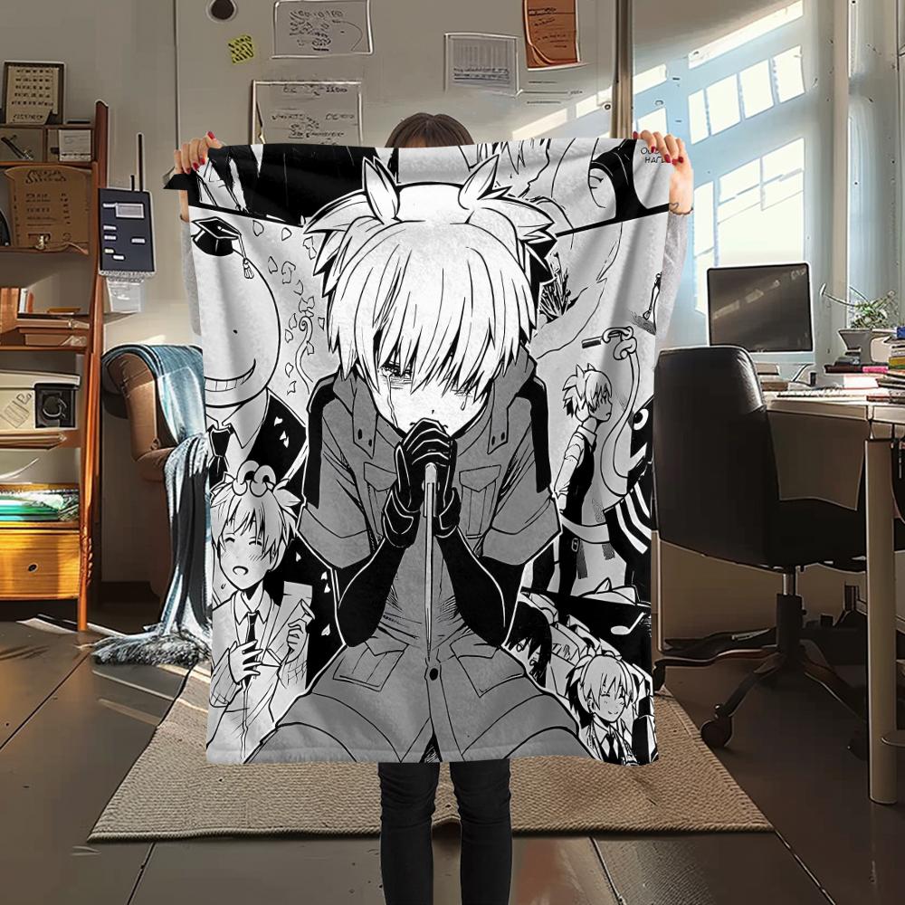 1 szt. Koc flanelowy z nadrukiem z Ansatsu Kyōshitsu, Wysoka jakość, Na wszystkie pory roku, Wystrój domu, Ciepło i komfort, Idealny na prezenty świąteczne