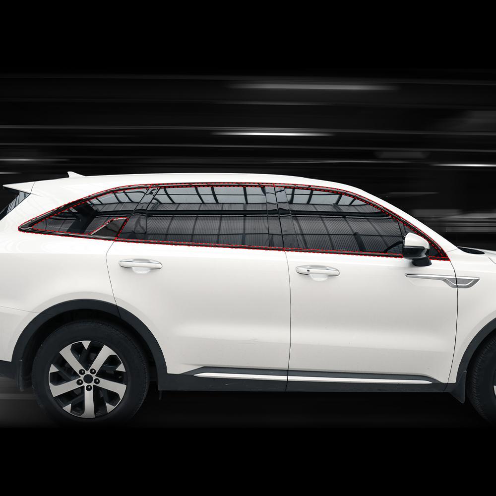 For Kia Sorento MQ4 2021-2026 10pcs ABS Car Window Decorative Strip Button Side Panel Cover Trim D-pillar Window Trim Strip