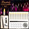 12pc Floating Candle Set with Magic Wand for Hanging Decoration Battery Operated Flameless LED Candles with Suction Cups for Indoor Use