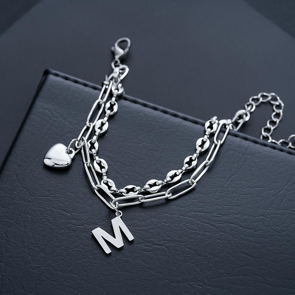 Letter bracelet for men, titanium steel, non-fading, fashionable and personalized design jewelry, high-end versatile couple's accessory for women