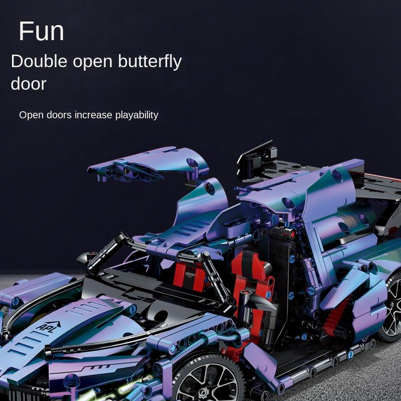 New 1108PCS technology 1:14 Gradient purple sports car building blocks Assembly racing building blocks toy birthday gift to