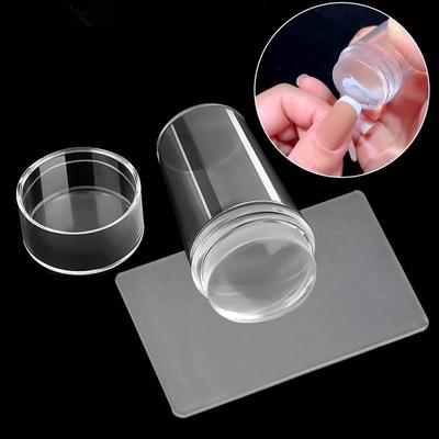Professionelles transparentes Silikon-Nagelkunst-Stempelset für Maniküre-Brett, Stempel, Polierform, Vorlage, Versiegelung, Schaberwerkzeug