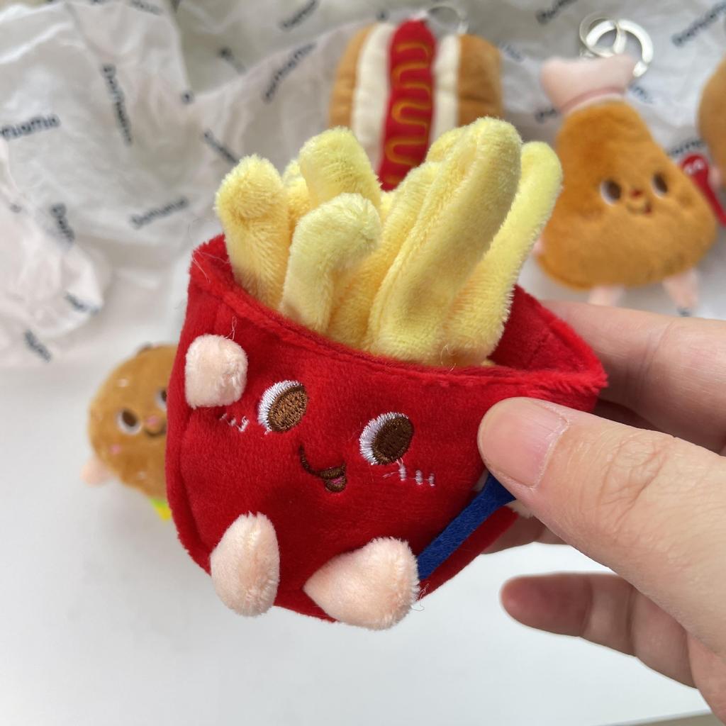 Roztomilý Kreslený Hamburger a Hranolky Plyšový Batoh Přívěsek na Klíče Panenka