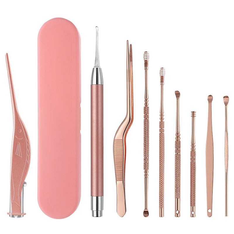 Ear Cleaning Kit With Led Light Ear Wax Removal Kit For Kids And Adults Earwax Spoon Digger & Tweezers Ear Cleaning Tool Set