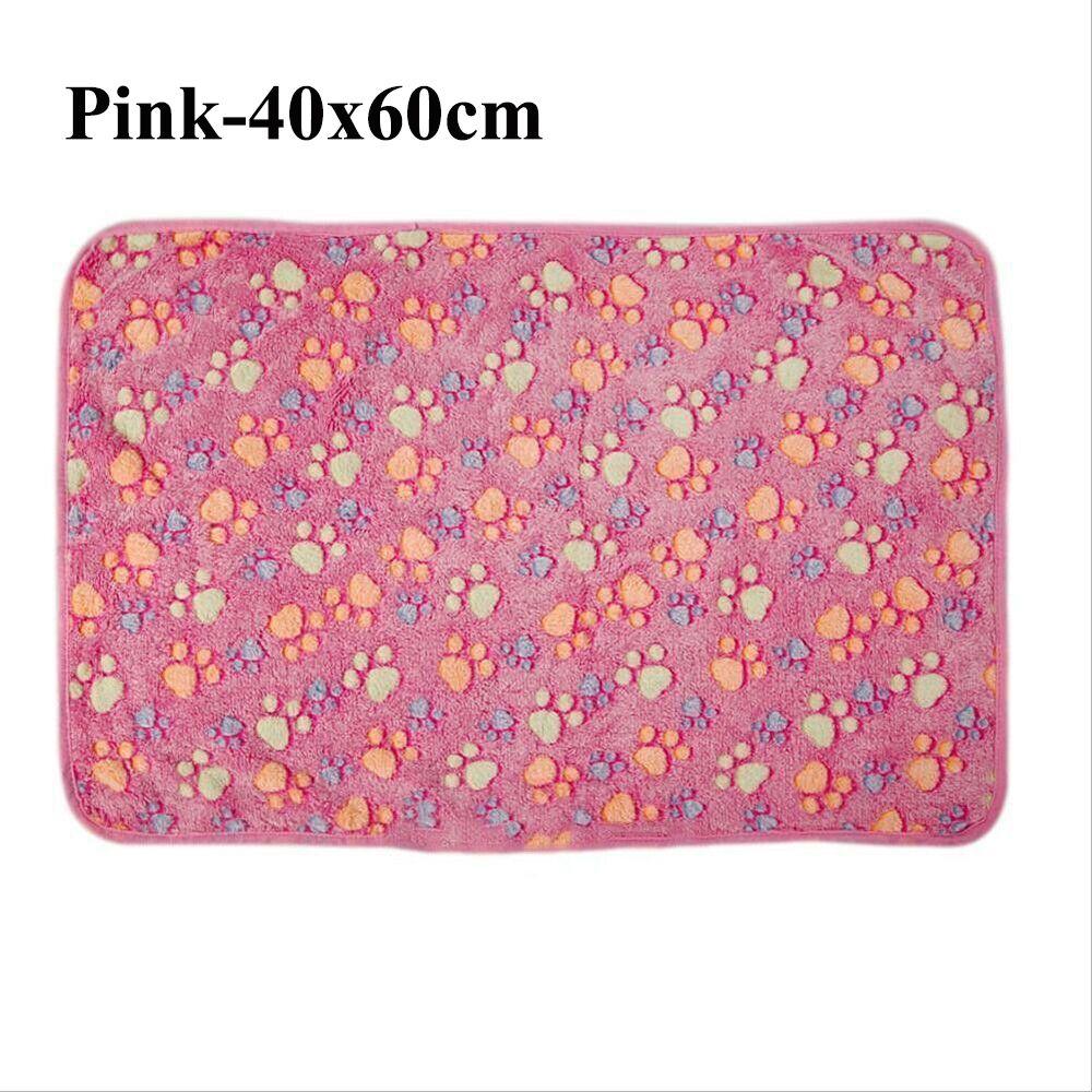 Flannel Puppy Dog Paw Pattern Comfortable Sleeping Dog Cushion Mat Kennel Mat Pet Blanket