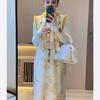 Elegant Fleece-Lined Qipao Vest Dress with Yellow Fur Collar, High-End, New Chinese Style, National Trend.