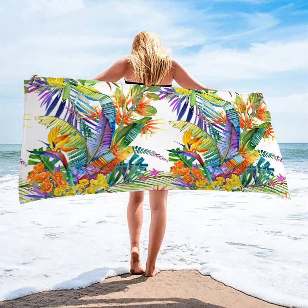 Tropical Foliage Beach Towel 3D Printed Floral Microfiber Quick-Drying Bath Towel For Bachelorette Party Available