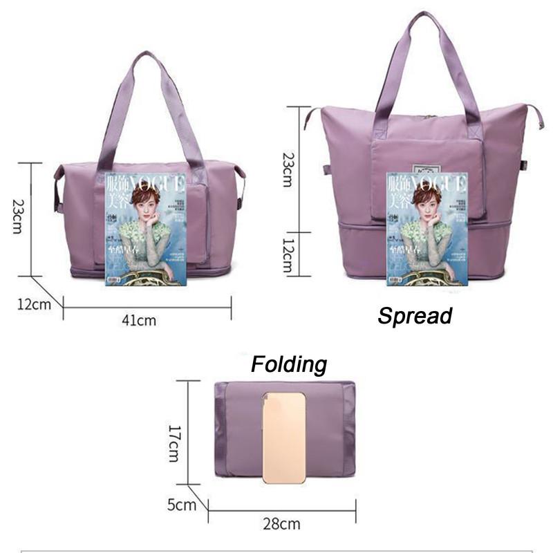 Dry and Wet Separation Travel Bag Sports Large Capacity Folding Portable Shoulder Bag Foldable Luggage Bag Waterproof