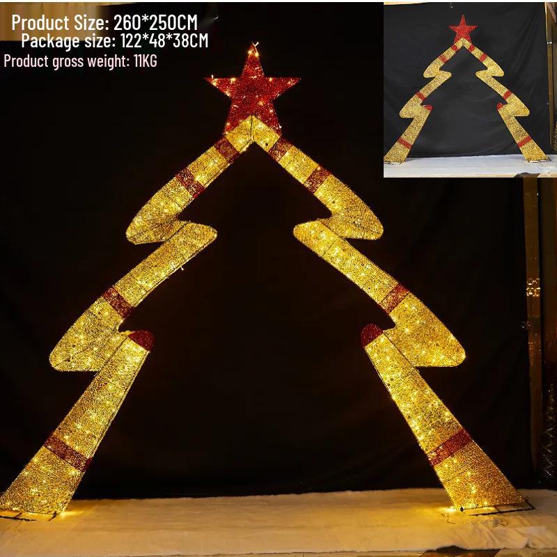 Golden Arch Christmas Manger Set: Illuminated Ornaments for Holiday Displays and Outdoor Decorations.