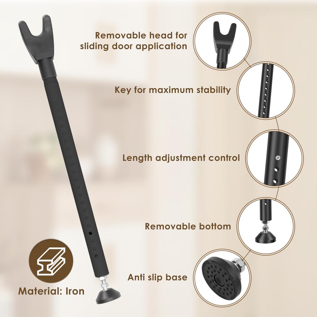 44-55 tums dörrsäkerhetsstång Justerbar dörrstopp Säkerhetsstång Avtagbar Skjutdörrssäkerhetsstång Dörrkil Stång Skjutdörr