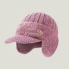 Men's Winter Knit Hat and Scarf Set with Ear Protection for Seniors