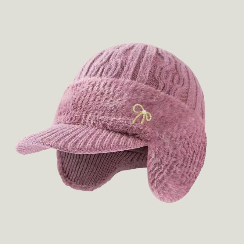 Men's Winter Knit Hat and Scarf Set with Ear Protection for Seniors