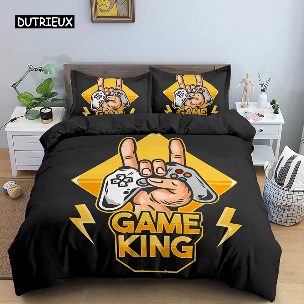 3D Spelkontroll Tryckt Sängklädesset Speltema Påslakan Mikrofibertyg Täcke Örngott Queen King Size Polyester Täcke Örngott