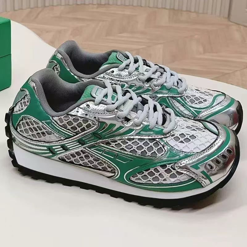 B Wang Yibo Zhou Yutong Silver Woven Dad Shoes Men and Women Couple Casual Sports Shoes