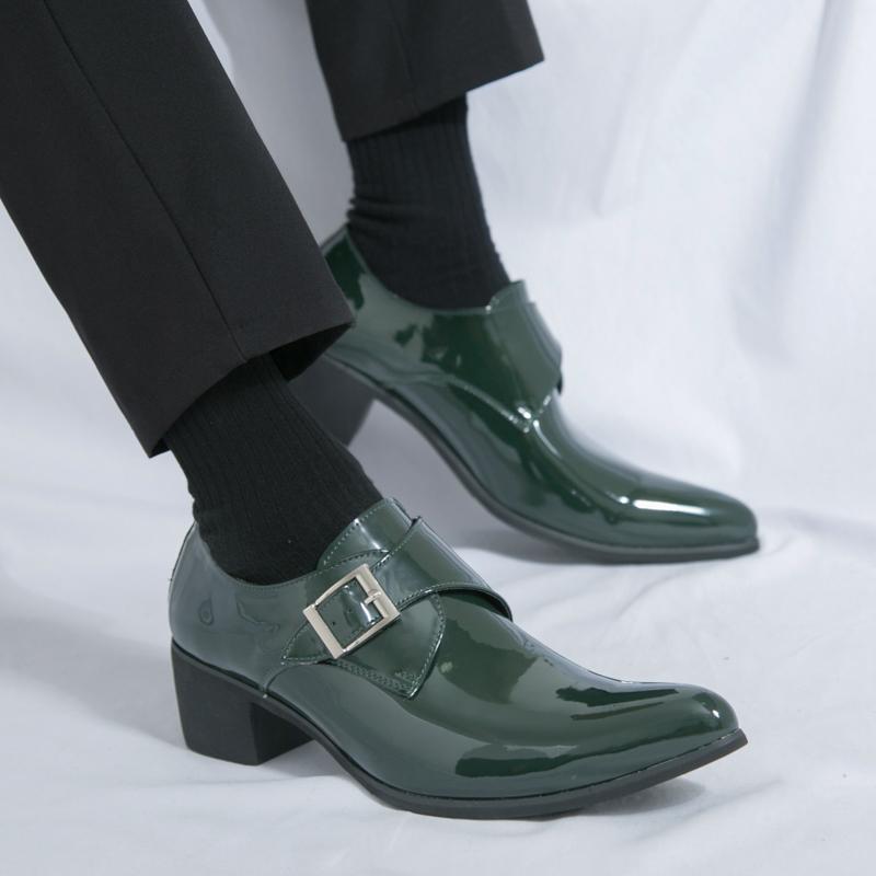 Luxury Black High Heel Men's Shoes Fashion Moccasin For Men Wedding Shoes Casual Dress Leather Pointed Toe Shoes Man Oxford Shoe