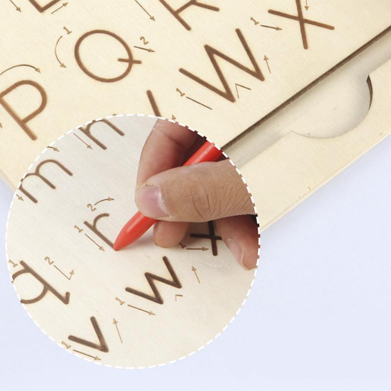 Children's Wooden Educational Toys Montessori Early Learning Word Spelling Letter Groove Practice Board Pen Control Training