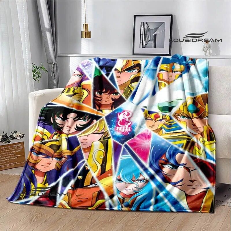 Knights of the Zodiac Cartoon Printed Blanket Flannel Warm Blanket Soft and Comfortable Blanket Bed Linings Birthday Gift
