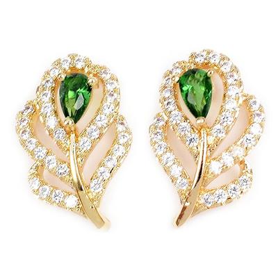 [M9000] - Επιχρυσωμένοι κρίκοι 'Sissi' πράσινο λευκό - 17x11 χιλ.