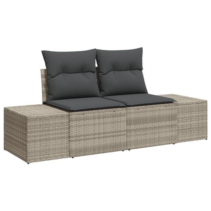 VidaXL Ensemble de Canapés de Jardin 5 Pièces avec Coussins Gris Clair en Rotin 3347022