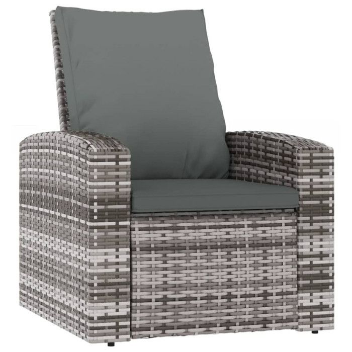 VidaXL Garden Recliner with Cushions Grey Wicker 364104