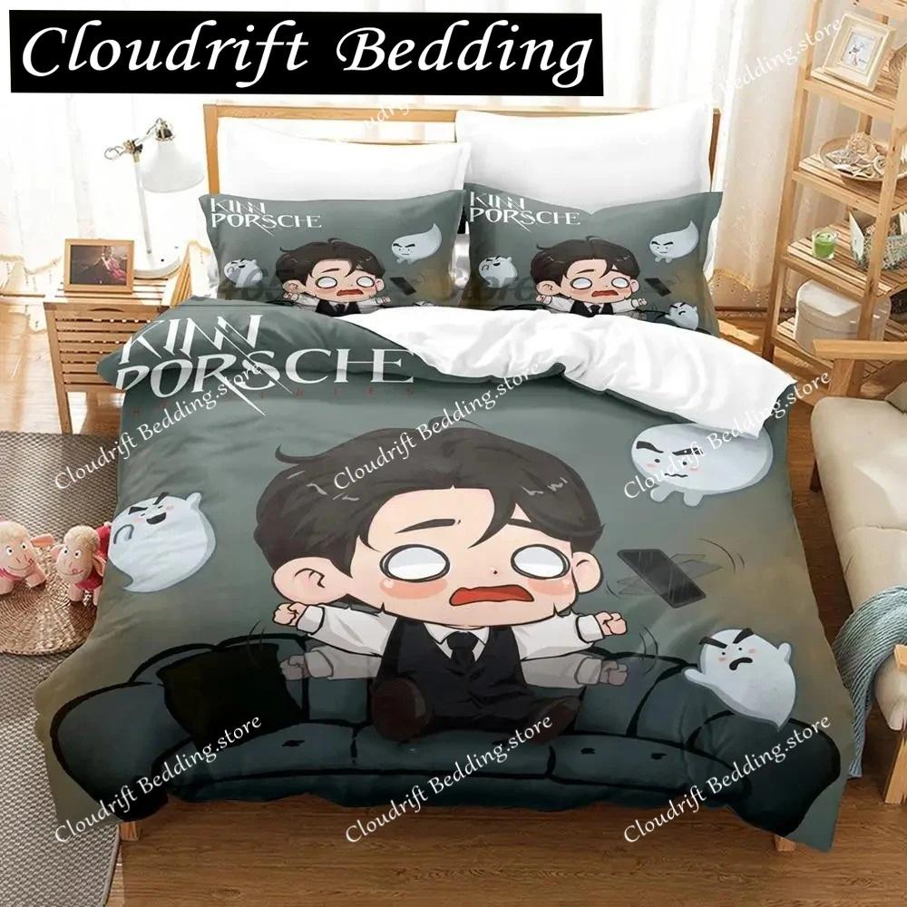 KinnPorsche Bedding Set Single Twin Full Queen King Size Bed Set Aldult Boy Bedroom Duvetcover Sets 3D Print Anime bed sheet set