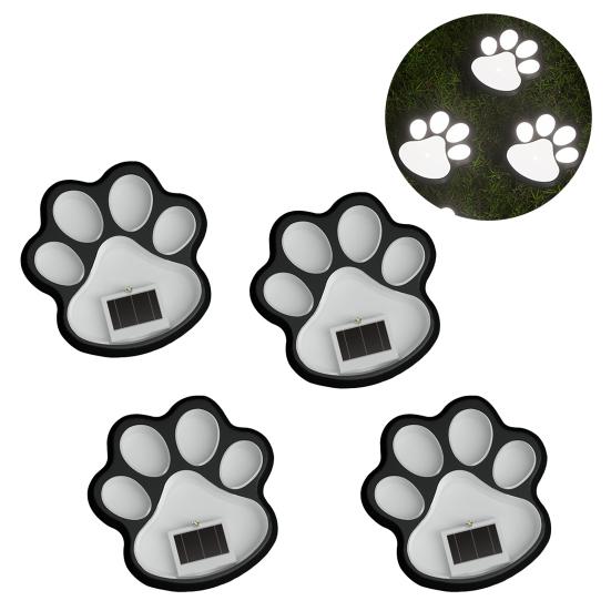 Solar Dog Paw Print Lawn Light, LED Garden Stake Light, Waterproof Outdoor Decorative Footpath Light for Yard Patio, Walkway Landscape Lighting