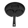 3 Cups Egg Hamburger Pan Metal Iron Heating Evenly Egg Cooker Pan with Comfortable Handle for